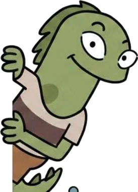 Javier, la iguana exploradora, asomándose